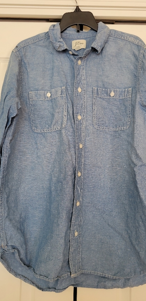 J. Crew Distressed Denim Button Up Long Sleeve S